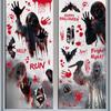 Adesivos de Halloween Sombra de Fantasma Esqueleto Adesivos Eletrostáticos Decoração de Vitrine de Shopping Horror Mão Sangrenta Marcas de Mão Adesivos de Vidro