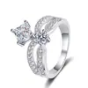 Anillo de Corona de Princesa de Plata de Ley 925 Anillo Femenino de Moissanita Chapado en Oro Pt950 Estilo Igual a Douyin Xiaohongshu Anillo al por Mayor