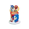 Topo de Bolo de Aniversário Infantil Novo Mais Vendido com Tema Sonic, Conjunto Grande e Pequeno, Enfeites de Decoração de Festa