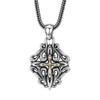 Colar com pingente de prata esterlina 925, pingente de cruz masculino e feminino, cruckle, joia vintage de prata tailandesa com personalidade desgastada