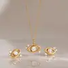 Jingqiao Juego de Collar y Pendientes Ojo del Diablo de Zirconia con Recubrimiento de Oro de 18K en Acero Inoxidable para Mujer Joyería de Diseñador Venta al por Mayor