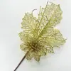 Nuevos Productos Navideños: Combinación de Hoja de Ginkgo y Cabeza de Flor de Pascua con Hojas Abanico con Purpurina para Decorar Ramas del Árbol de Navidad, Bayas Artificiales Doradas con Purpurina