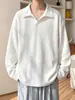 Camiseta de Manga Larga para Hombre de Marca Nueva y de Moda Otoño 2026 con Estampado de Trigo, Camisa Polo Pesada Estilo Americano con Cuello Campana