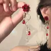 Lindos e Emocionantes Gota d'Água Rosa Atmosfera Outono e Inverno Retrô Francês Super Fada Veludo Noivado Noiva Casamento Brincos