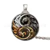 Collar de Gema de Tiempo Flor/Dragón/Tigre Bagua Taiji Collar con Colgante Nuevo Europeo y Americano Joyería