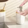 Conjunto de Seis Peças para Banheiro com Borda de Madeira de Luxo Leve Lixeira Copo de Enxaguante Bucal Saboneteira Suprimentos de Banheiro Conjunto de Artigos de Higiene Pessoal para Hotel Personalizado