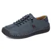 Zapatos de hombre cosidos a mano de horma ancha transfronterizos, zapatos planos casuales de cuero sin cordones para exteriores, mocasines de caña baja W8067