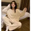 Pijamas Derong para Mujer en Otoño e Invierno, Estilo Coreano de Gama Alta Estilo Ins para Chicas Cepillado Cálido y Engrosado Ropa de Casa para Primavera y Otoño