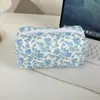 Tela de Algodón Acolchada Floral Bolsa de Almacenamiento para Labiales Bolsa de Almacenamiento para Cosméticos para Dama Bolsa para Auriculares y Cables de Datos Billetera