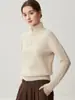 Suéter de cashmere grosso de sete agulhas para mulheres, com zíper parcial, gola alta, manga longa, pulôver, cor sólida, trança, malha solta