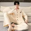 Pijama Popular para Hombre, Primavera y Otoño Imitación Algodón Manga Larga 2026 Nuevo Estilo Cárdigan que se Puede Usar Afuera, Conjunto de Ropa para el Hogar Otoño e Invierno Venta al por Mayor