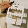 Conjunto de Brincos Geométricos de Metal em Forma de Coração com Franjas Estilo Coreano, Brincos Vintage com Strass, Argolas em Forma de C