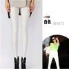 Calça Slim Fit Slimming Candy-Color Gloss Calça Skinny Calça Cropped Leggings Branco Rosa