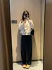 ¡Tela premium! Pantalones rectos de pierna ancha para mujer, mezcla de lana y cachemira, forro polar, gruesos, cintura elástica, tejido de punto fluido, para otoño e invierno