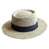 Chapéu de Palha Hollow Jazz Grama Salgada Chapéu de Palha Feminino Aba Reta Chapéu Raso Guarda-Sol de Praia Chapéu de Viagem Moda Retro Viagem