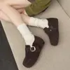 Zapatos de Algodón Integrados con Piel Sangpo para Mujer 2025 Invierno Nuevo Estilo Forro de Felpa Suela Gruesa Cálida Cómodos Slip-On Hebilla Zapatos Boken