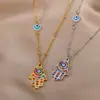 Collar de Ojo de Diablo de Moda Transfronterizo Europeo y Americano Colgante de Circonita de Moda Joyería de Palma de Fátima para el Cabello