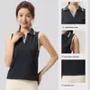 Camiseta Deportiva Sin Mangas Cuello Polo de Tenis Yoga Transfronteriza de Nuevo Producto para Mujer Tops para Correr Deportes Fitness Camiseta Deportiva de Cuello en V