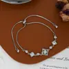 Joia de Mão Personalizada com Zircônia Banhada a Ouro Real para Mulheres, Pulseira Ajustável de Puxar com Pedra Olho de Gato Geométrico Cubo de Açúcar de Alta Qualidade