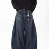 Jeans de pierna curva lavados, deconstruidos, estilo retro americano, unisex, modernos, de corte holgado, casual, de pierna recta, de pierna ancha, largos