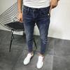 Pantalones vaqueros rasgados para hombre de European Station, ajustados, de marca de moda, estilo coreano, informales, de verano, de mendigo
