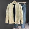 Outono e inverno de 2024 masculino e feminino com suéter cardigã de malha quente cor sólida costura jacquard ombro manga jaqueta casual
