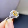 Suministro en Vivo de Accesorios de Joyería para Compromiso de Mujer con Diamante Plata 925 Incrustada Piedra Preciosa de Color Natural Anillo de Citrina para Mujer