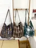 Bolso Cruzado de Hombro de Cuadros Retro Nuevo Otoño/Invierno 2026, Bolso Tote de Estilo Mori Artístico Perezoso para Viajes de Negocios de Mujeres