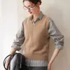 Chal de cachemira Chal de punto Mujer 2026 Otoño Invierno Nuevo Prendas de abrigo holgadas Para superponer Suéter cárdigan de punto con cuello en V Color liso