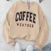 Moletom Pulôver com Estampa de Café, Casual Outono/Inverno Longo-