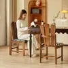 Silla de Comedor de Madera Vintage Retro Estilo Francés Silla de Diseñador Silla Nórdica Simple para Maquillaje con Respaldo Pavo Real