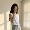 Camiseta Blanca sin Mangas para Mujer, Verano 2026 Nuevo Estilo Coreano Ins Trendy Holgada de Cuello Redondo Camiseta sin Mangas para Estudiantes, Adecuada como Prenda Exterior o para Vestir en Capas
