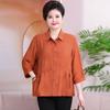 Camiseta de Verano para Mamá Gorda de Manga Corta Talla Grande Nuevo Estilo para Mujeres de Mediana Edad y Ancianas Elegante Top de Siete Mangas Estampado