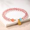 Pulsera de Cristal de Fresa Natural [Piedra Flor de Durazno] Cristal Flor de Durazno Rosa Hielo Cristal Rosa Pulsera Femenina Cristal Rojo Paloma