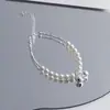 Fujian y Guangdong Plata de Ley 925 Plata Rota Perla de Imitación Pulsera de Campana para Mujer Ins Simple Nicho Moda de Gama Alta Exquisita Pulsera