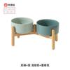Tazón de Cerámica con Pie Alto para Perro Doble Tazón Protección para la Columna Cervical Mediano y Grande Tamaño Pequeño Tazón para Comida para Perro Tazón para Comida para Perro Tazón para Agua Set con Soporte de Madera Tazón para Perro