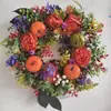 Corona de calabaza de Amazon Corona de hojas de arce y calabaza Decoración colgante de puerta de otoño europea y americana para Halloween y Acción de Gracias