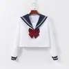 Roupa de marinheiro para comércio exterior transfronteiriço, autêntica roupa universitária original estilo japonês, gola azul-marinho, uniforme JK branco de duas peças, conjunto básico