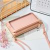 Cartera para Mujer con Patrón de Lichi, Bolsa para Teléfono con Ventana Transparente, Bolso de Hombro de Tres Capas a la Moda, Bolso Cruzado al por Mayor, Estilo Fresco y Dulce