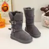 Botas de Nieve para Niños 2026 Invierno Nuevo Estilo Más Terciopelo Cálido Doble Hebilla Superficie de Felpa Bota de Algodón de Media Pantorrilla Antideslizante Botas para Niños y Niñas