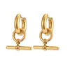 Moda Ins Europea y Americana Nicho Elegantes Populares Pendientes Joyería Acero Inoxidable Círculo Barra Cadena Cubana Colgante Collar