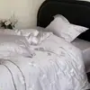Juego de cuatro piezas de algodón puro de fibra larga, cómodo y transpirable, exquisito bordado de mariposa, sábana plana, funda de edredón, sábana bajera, ropa de cama de lujo ligero