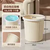 Lixeira na cor creme para uso doméstico em sala de estar, cozinha, banheiro e escritório, espessa, tamanho grande, lixeira de plástico de grande capacidade
