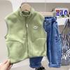Outono e inverno nova Coreia do Sul roupas infantis masculinas e infantis polar fleece colete quente médio e grande bebê estilo ocidental casaco sem mangas