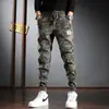 Pantalones casuales camuflados nuevos para hombre de primavera y otoño, holgados, talla grande, ajustados, de primavera, modernos, estilo americano, con cordón en el tobillo, pantalones harén