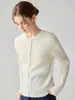 Suéter 100% Caxemira Pura Feminino Gola Redonda Trançado Cardigã Roupa Externa Quente Slim Fit Temperamento Casual Versátil Malharia