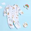 Crianças verão de dupla camada de algodão gaze pijamas Set Baby Girl manga comprida Home Clothes Thin Boys Bloomers Set