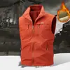 Chaleco de forro polar para hombre de otoño e invierno con cuello alto, multibolsillos, chaleco de trabajo cálido, estilo casual para exteriores 2539A