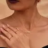 Miduoduo Nuevo Collar con Colgante Desmontable de Circonita de Tres Diamantes Transfronterizo Anillo Abierto de Nicho de Acero Inoxidable Set para Mujer