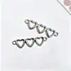 Conector Triple Corazón de Aleación 11*43mm Pieza de Conexión Doble Agujero Corazón Plateado Vintage Accesorios para Joyería de Pulsera DIY